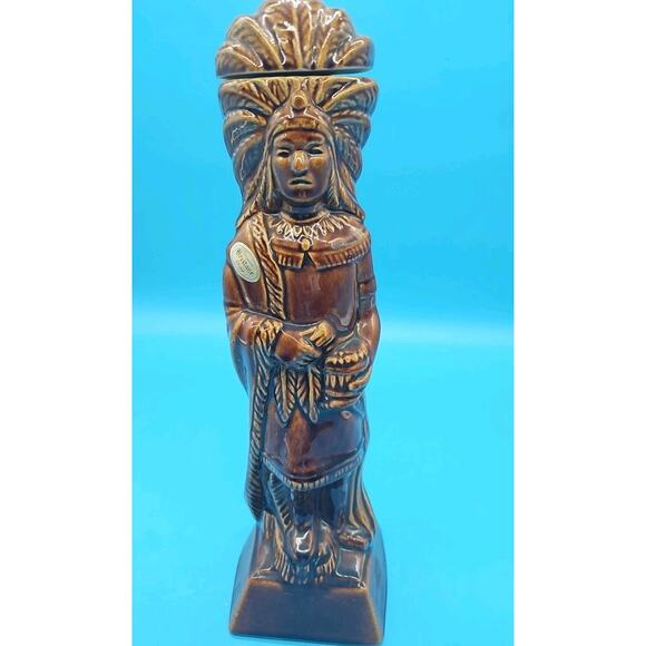 Vintage 1968 Ezra Brooks Indian Chief Decanter 16" Whiskey Bottle Good Cond - Picture 1 of 14